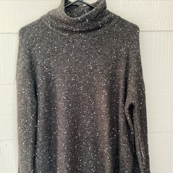 Lilla P Turtleneck Sweater Sequins Holiday Marled Black And White Size M - Picture 1 of 16